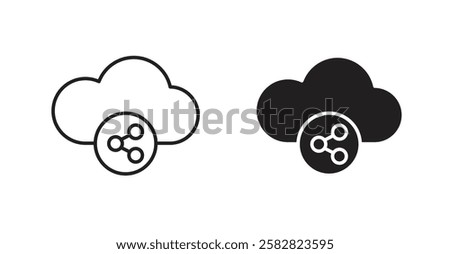 Cloud share filled and outlined icons vectors on white background