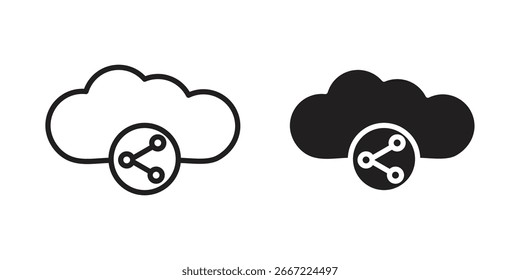Icono de compartir en la nube. doodle Vectores gráficos