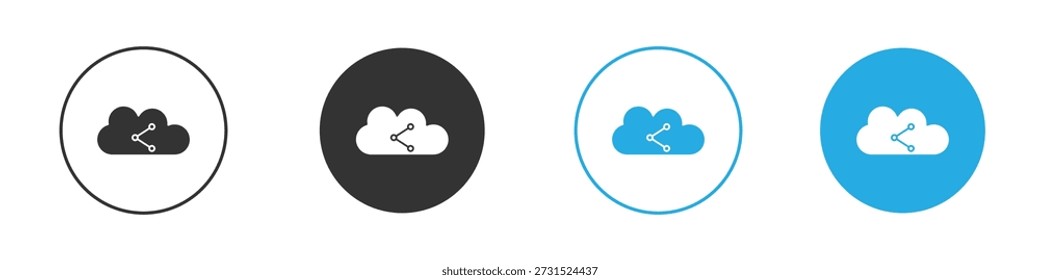 Símbolo de Clipart de dibujo de icono de nube compartida . Ilustración vectorial