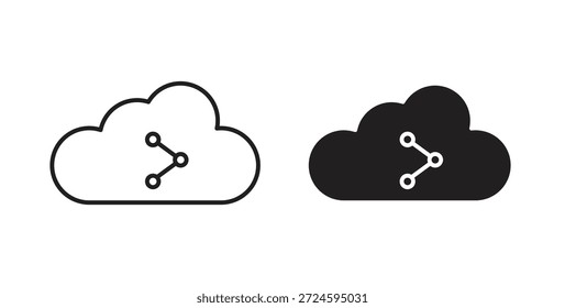 Icono de Cloud share con versiones de línea y silueta.
