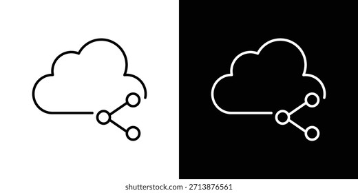 Pictograma de contorno de icono de nube compartida aislado en blanco. Vector Forma de icono.