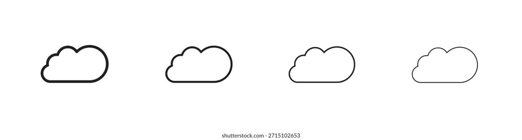Conjunto de iconos de Cloud Share. Una colección de simples iconos negros de trazos finos