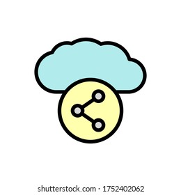 Nube, icono de compartir. Color simple con elementos de vector de contorno de iconos de almacenamiento de Internet para ui y ux, sitio web o aplicación móvil