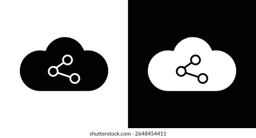 Colección de icono de nube compartida. Vector plano ilustración de stock.