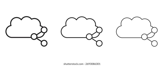 Símbolo de icono de Cloud Share. Signo de estilo lineal para el concepto móvil
