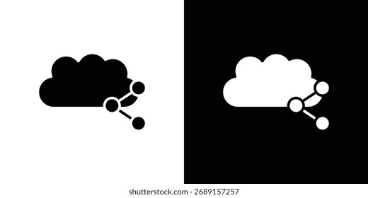 Símbolo de icono de nube compartida. Símbolo plano simple sobre fondo en blanco.