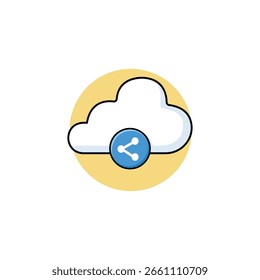 Ilustração de vetor de ícone de nuvem com compartilhamento. Design do Conceito de Compartilhamento de Nuvem