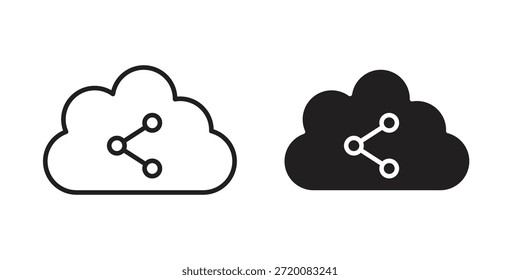 Nube compartir iconos de color negro en varios estilos