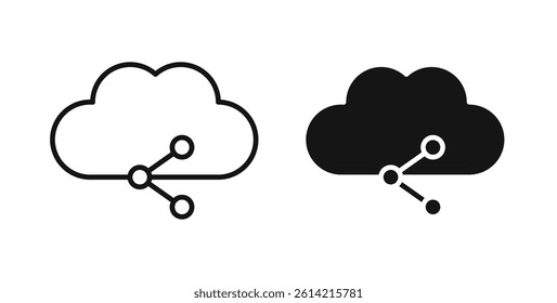 Cloud share icons in black fill and line style