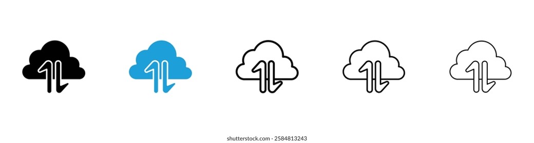 Cloud share icons collection vectors in black and blue