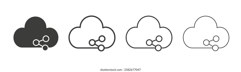 Cloud share icons set vectors graphic designs
