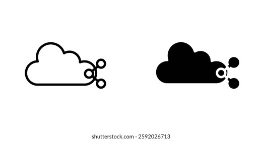 Cloud share icons. stroke line and black solid icons