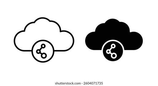 Cloud share icons. thin line vector icons