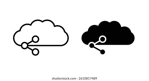 Cloud share icons. thin line vector icons