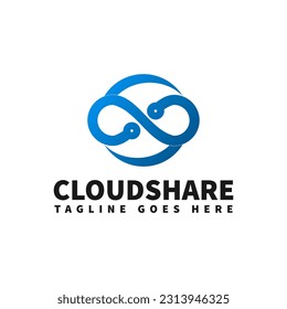cloud share logo template with cloud and share icon 