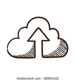 Cloud share symbol. Isolated sketch icon pictogram. Eps 10 vector illustration.