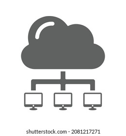 Cloud, sharing, database icon. Gray vector graphics.