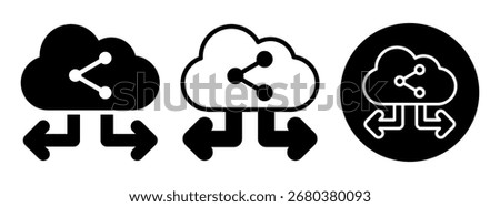 Cloud Sharing Icon Collection Glyph and Mixed Vector Illustration
