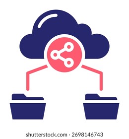 Cloud Sharing Symbol Farbfüllungsstil Vektorgrafik