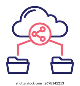 Cloud Sharing Symbol Linienfarbe Stil Vektorgrafik