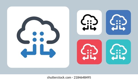 Icono para compartir en la nube - ilustración vectorial. Cloud, Data, Traffic, Sharing, Share, Computing, Transfer, server, storage, line, contorno, plano, iconos.