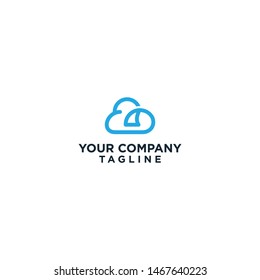 cloud shark fin logo simple vektor template