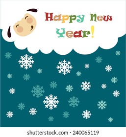 cloud sheep Happy New Year illustration
