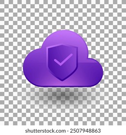 Cloud shield with check mark illustration. Internet safety, storage security, secure storage, protect data concept
