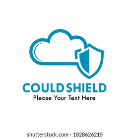 Cloud with shield logo template illustration.