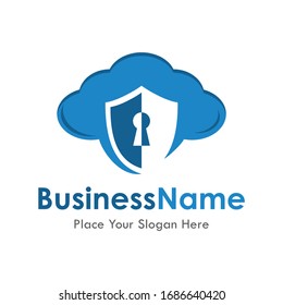 Cloud shield vector logo template. Suitable for business, web, technology and design