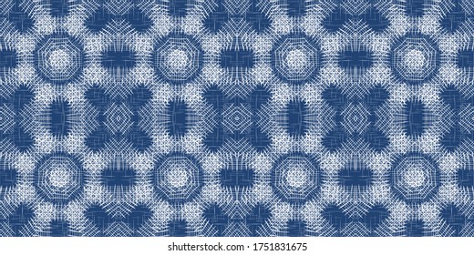 Cloud Shirt Graphic Vector Seamless Pattern. Marine Paint Tartan Background. Hand Square Design. Water Plaid Flannel Pattern.