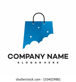 Cloud Shop simple Logo Design - Vector
