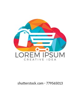 Cloud Shoping Logo Design. Vector Online Shop Logo Template