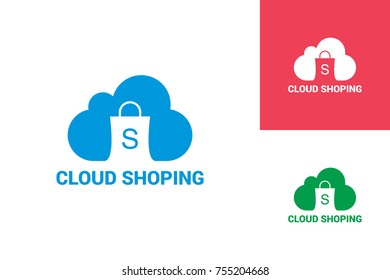 Cloud Shoping Logo Template Design