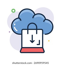 Nuvem com conceito de saco de compras ícone de nuvem de compras em estilo moderno