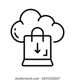 Cloud mit Einkaufstasche Konzept Symbol des Cloud Shopping im modernen Stil