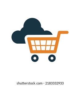 Cloud shopping, basket, hosting icon. Simple editable vector graphics.