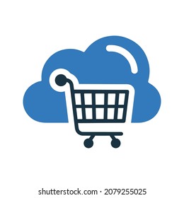 Cloud, shopping, basket icon. Simple editable vector illustration.