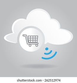 Cloud shopping cart icon vector concept shopping on cloud