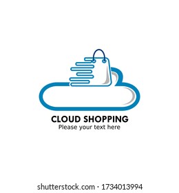 Cloud shopping logo design template illustration. there are cloud and shop bag
