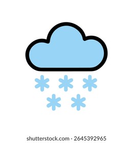 Cloud showers delicate icy snowflakes. Icon symbol illustration