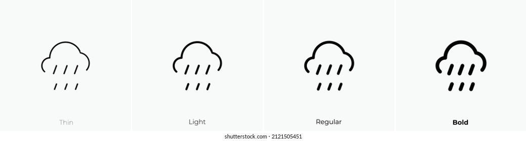 la nube tira un fuerte icono. Diseño delgado, ligero y audaz aislado en un fondo blanco