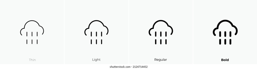 cloud showers icon. Thin, Light Regular And Bold style design isolated on white background
