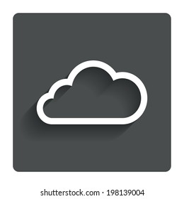 Cloud sign icon. Data storage symbol. Gray flat button with shadow. Modern UI website navigation. Vector