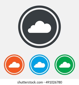 Cloud sign icon. Data storage symbol. Graphic design web element. Flat cloud symbol on the round button. Vector