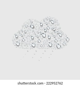 cloud sign icon, transparent water drop vector, rainy season sign, weather forecast rain.