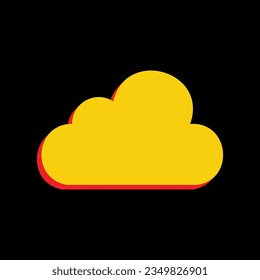 Cloud-Schild-Illustration. 3D-extrudiertes gelbes Symbol mit roten Seiten auf schwarzem Hintergrund. Illustration.