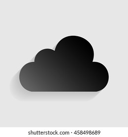 Cloud sign illustration. Black paper with shadow on gray background.