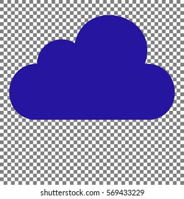Cloud sign illustration. Blue icon on transparent background.