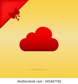 Cloud sign illustration. Cristmas design red icon on gold background.